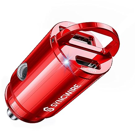 SYNCWIRE 90W Zigarettenanzünder USB C & USB Auto Adapter [PD 45W & QC 45W] Super Mini Ganzmetall KFZ Ladegerät USBC Schnellladung Kompatibel mit iPhone 15 14 13 12 Pro Max, Google Pixel 7/6, Samsung