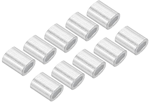 M METERXITY 100pz Alluminio Manicott Crimpatura Ovale - 0.5mm Filo Corda Fissaggio Applicare per Giardino Recinzione (5mm)