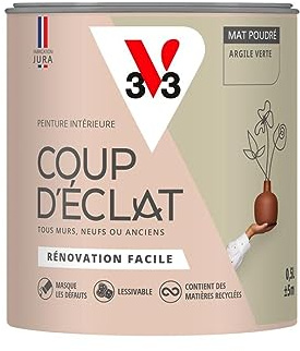 V33 Peinture murale intérieure Coup d'Éclat® Argile verte Mat Poudré 0,5L