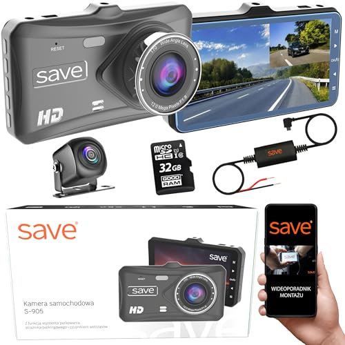 Save | Dashcam Auto vorne & hinten kabellos - Autokamera Fahrtenschreiber | Videorekorder