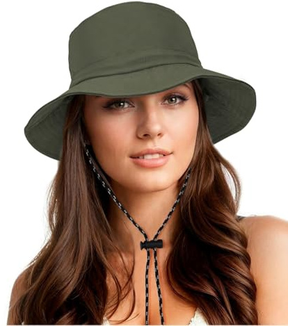 Durio Chapeau de pluie imperméable pour femme et homme - Chapeau de pêche - Chapeau de soleil - Pliable - Portable - Pour l'extérieur, Vert armée., taille unique