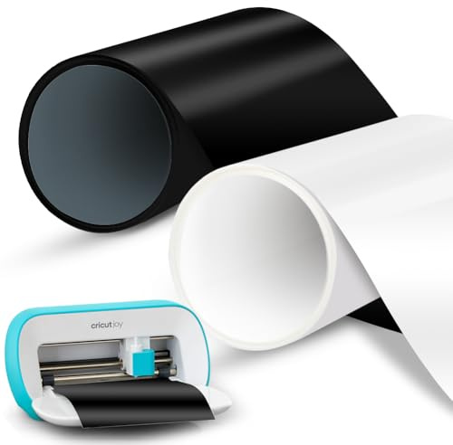 Smart Iron On for Cricut Joy, 2 Rolls Plotter Film Textile White & Black, 14 x 200 cm, Smart Heat Transfer Vinyl Rolls, Flex Film Plotter Textiles for Iron-On for DIY T-Shirts, Hoodie, Fabrics