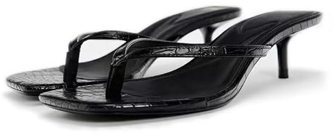 Proptmina Sandalias de tacón Miami Kitten para mujer, cuadradas, puntera abierta, sandalias de tacón con espuma viscoelástica para mujer, Negro -, 35.5 EU