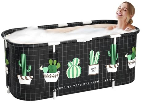 Sinbide Baignoire Pliable Adulte, Grand Antidérapant Baignoires Portable Mobile pour Douche, Pliante SPA Baignoire pour Petite Salle de Bain, 115x60x55cm