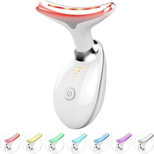 Massaggiatore per il viso, dispositivo 7 in 1 per scolpire viso e collo, 7 colori, 3 modalità, scultore facciale a LED per viso e collo, per rassodare e levigare la pelle, adatto (bianco)