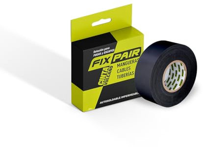 FIXPAIR Cinta aislante autovulcanizante, autosoldable vulcanizable e impermeable. Reparación y sellado de fugas tuberias. Impermeabiliza y aisla contactos electricos. Waterproof Repair Tape
