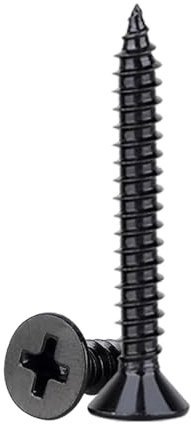 Wood Screws, Carbon Steel Black M3*35mm 80Pcs & 20Pcs Screw Anchors | Flat Head Screws for Wood, Self Tapping Screws, Phillips Countersunk Multi Purpose Screws for Furniture, Woodworking, DIY