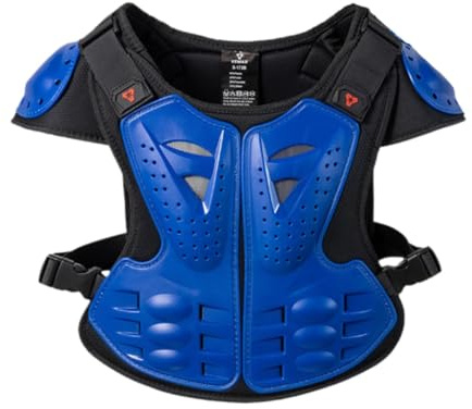Harilla Chaleco de Motocicleta con Protección Corporal, Protección de Hombros, Chaleco Anticaída para El Pecho Y La Espalda para Patineta, Motocross Y Niños, Azul