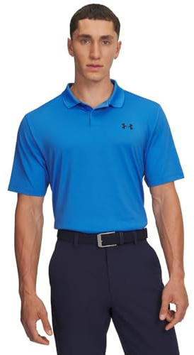 Under Armour Mens Matchplay Logo Loose Polo, Blue Atlantis/Midnight Navy, L