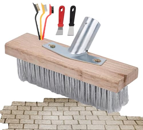 Push Broom Outdoor-Servidor de cerdas de Alambre de Servicio Pesado, Escoba de Patio de Cabeza de Metal | Herramienta de Limpieza de Calles de Industrial, Escoba de fregado de Superficie Rugosa