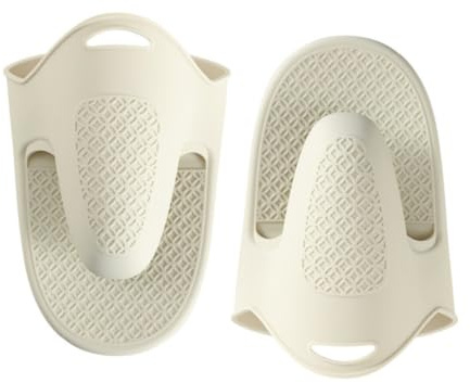 2PCS UPGRADED Long Oven Gloves Thickened Silicone Pot Holder Mini Oven Mitt Heat Resistant Pinch Covers for Baking, Cooking, BBQ Grilling (Beige)