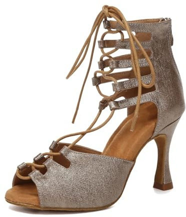MINITOO Femme Haut Talon Lacets Salsa Danse Chaussures