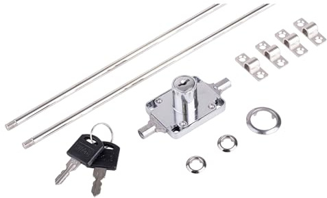 cyclingcolors 1x Serratura a cremonese con aste 1000 mm con rosetta fissaggi e riscontri per mobili ufficio armadio, cromato