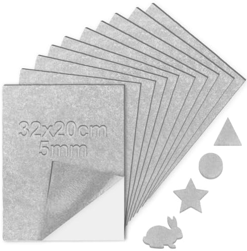 mawmuaw 10 st filtkuddar för skärning 32 x 20 cm filtplattor ljusgrå | Filtglidare självhäftande för tillskärning 5 mm, filtmatta, brusreducering och repskydd, stolar, parkett, möbler