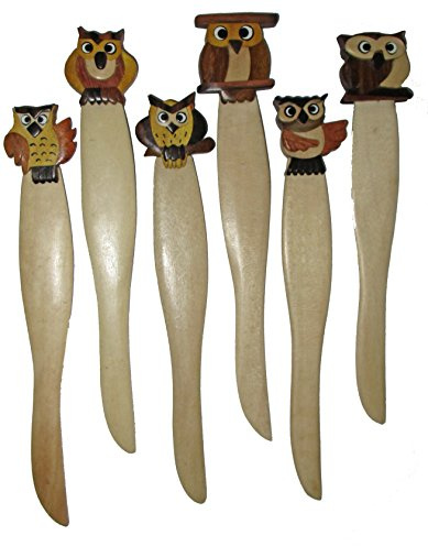 Hibou/chouette Hiboux Ouvre-lettres Lettre Couteau Lettre Briefschlitzer L 18 cm En Bois De Hêtre bois de hêtre peint à la main Ouvre-lettre en bois