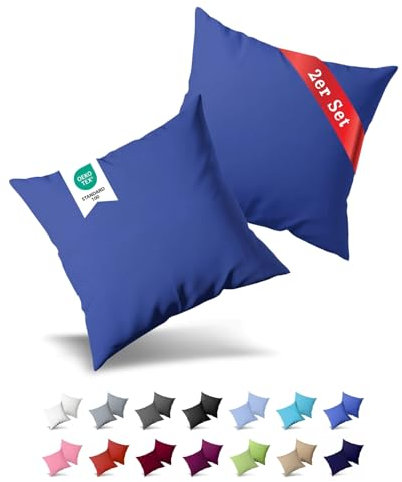 Buymax® Kissenbezug 80x80 cm (2er-Set) 100% Jersey Baumwolle - Kissenbezüge für Kissen 80 x 80 cm - Dunkelblau - Kopfkissenbezug mit Reißverschluss - Kissenhülle - Oeko-Tex Zertifiziert