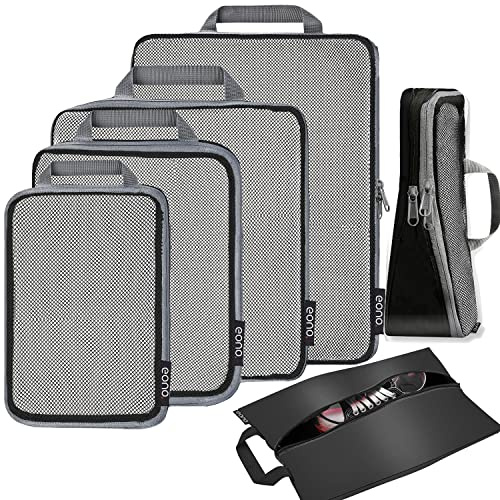 Eono Organizadores de Viaje de compresión expandibles, Impermeable Organizador de Maleta, Cubos de Embalaje, Compression Packing Cubes