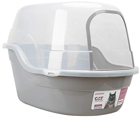 Petphabet Jumbo Hooded Cat Litter Box, Gray, 63x48x43cm, Extra Large XXL Pet Litter Tray with Lid