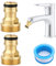Bahan alamy 2 connettori universali per rubinetto, per miscelatore, adattatore per tubo, raccordo rapido per tubo da giardino (oro)