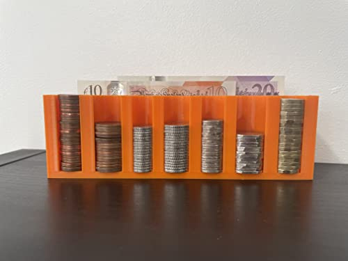 Coin Cash Note Money Organiser Mini Storage Holder Sorter Savings Orange