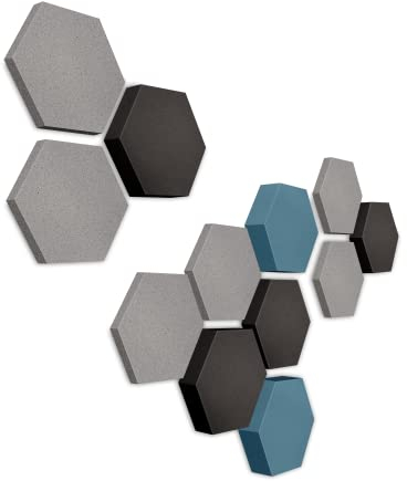 platino24 Akustikpaneele 12 Elemente Edition LOFT 3D I Ø 300mm Akustikplatten Schalldämmung Wand & Decke I Akustikschaum Schall-Absorber aus Basotect 30-70mm mit farbiger Akustikbeschichtung