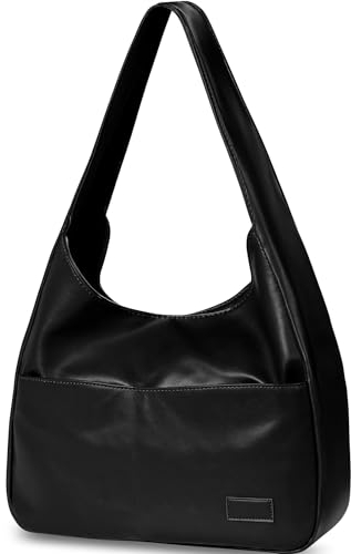WantGor Kunstleder Tote Tasche, Umhängetaschen für Frauen Arbeit Hobo Handtasche Vegan Leder Reisen Geldbörsen große Kapazität Clutch (Schwarz)