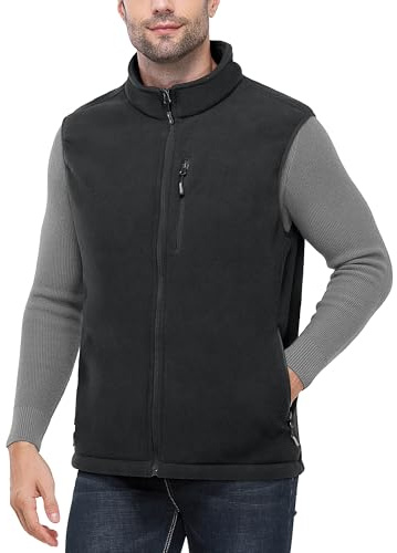 Outdoor Ventures Men's Full-Zip Lightweight Fleece Gilet Warm Vest | Bodywarmer, Windproof, 5 Pockets, Breathable, Stretch, Sleeveless, Running, Cycling, Hiking