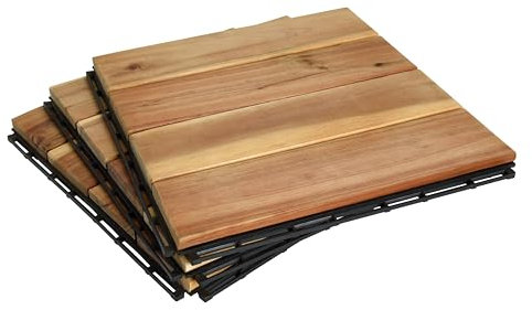 ESTEXO Terrassenfliesen Holzfliesen Stecksystem 30x30 cm Balkonfliesen Holzboden Mosaik (4 Streben)