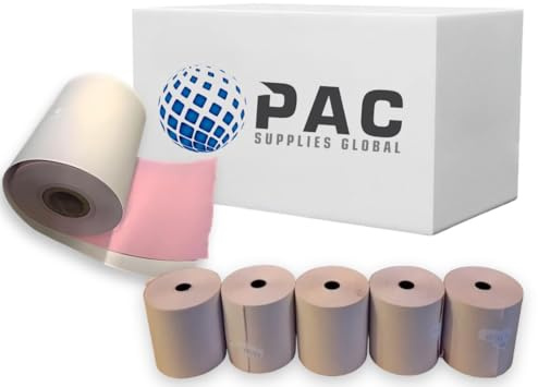2 Ply 76mm x 76mm Replacement Kitchen/Cash Register Receipt/Order Paper Rolls, Dot Matrix, Box of 20, Pink