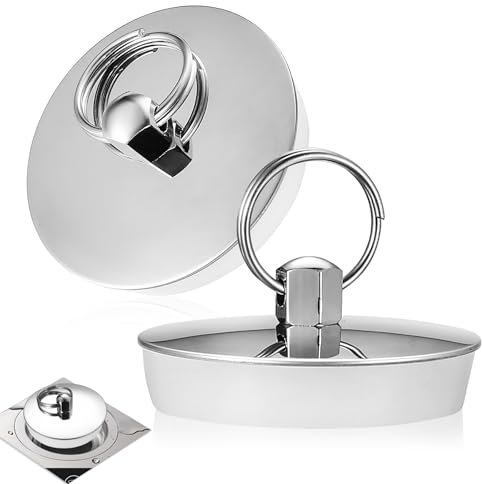 2 Pcs Bouchon Baignoire Universel, 42-43mm Bouchon de Vidange Baignoire, Bouchon de Baignoire Bouchon Evier Cuisine Universel, Bouchon d'Evier Cuisine en Acier INOX pour Lavabo de Baignoire Cuisine