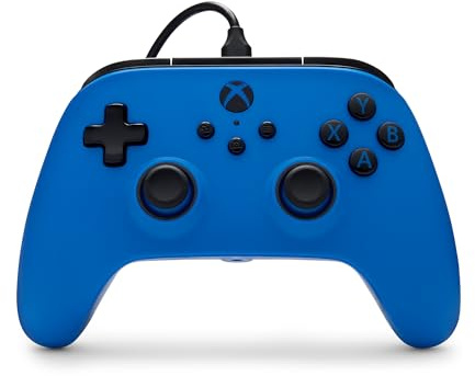 PowerA Symmetric Wired Controller for Xbox Series X|S - Blue, Officially licensed, Inline Thumbstick Layout, Windows 10/11 compatible, Dual Rumble Motors, Impulse Triggers, 3.5 mm Audio Jack