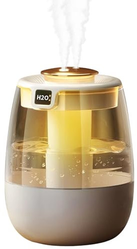 1.3L Cool Mist Humidifier for Bedroom with UV Sterilizer & Digital Display - 20dB Quiet Air Humidifier, 3 Modes, Auto Shut-Off, Night Light for Baby Room & Plants (White)