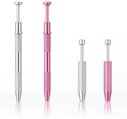 4 pezzi pinze per sfera piercing, svita e supporto, strumento per gioielliere e piccoli pezzi nella produzione di gioielli, rosa e argento, versioni lunga e corta