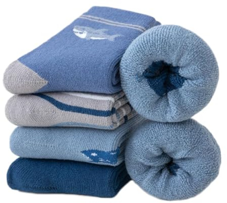 Alxad 5 paires Chaussettes Chaudes Hiver Enfant épaisses Polaire Chaussette Thermiques Socquette en Coton pour Garçons Filles