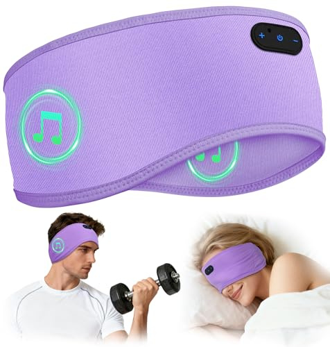 MUSICOZY Bandeau Bluetooth Sommeil : Écouteurs Ultra-Fins 15mm pour Dormir sur le Côté - Casque Sommeil 100% Bambou Respirant - Nuit, Sport, Yoga - Son HD 16h