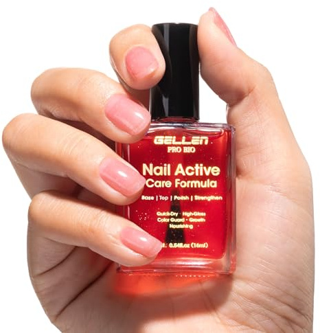 Gellen Vernis Durcisseur Ongles Top Base Coat Vernis à Ongles 16 ml Rose | Nail Active Formule, Réparateur Pour Ongles Abîmés Cassantes, Fortifiant Ongles, Top et Base Coat, Sechage Rapide à L’Air