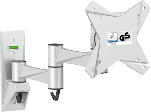 RICOO TV Wall Bracket Mount Tilt & Swivel Universal Monitor Mounting S1711 Holder Arm also for Curved 4K LCD LED Television / 13-32 Inch VESA 75x75 100x100 Silver