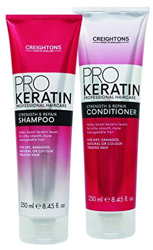 Creightons Keratin Pro Shampoo & Conditioner Set 2 x 250 ml Bundle Professional Haircare to Smooth & Strengthen. With Exclusive Beauty Tips Sheet.