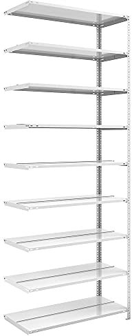 hofe magnetoplan Akten-Schraubregal | lichtgrau RAL 7035 | Regalhöhe 2900 mm | doppelseitig | Anbauregal | Breite x Tiefe 1000 x 600 mm