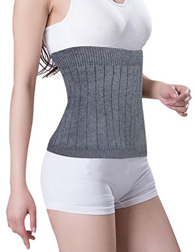 Elonglin Unisexe Protection Ceinture Lombaire Élastique Ceinture de Soutien Lombaire Épaisseur Ceinture de Reins Abdominal Garder Chaud Soulager Douleur Rhumatisme en Laine de Cachemire Gris