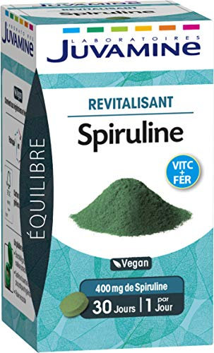 JUVAMINE - Revitalisant - Spiruline - Contient De La Vitamine C Et Du Fer - Contribue à Entretenir l'Energie et à Renforcer la Vitalité - 30 Comprimés - Fabriqué en France