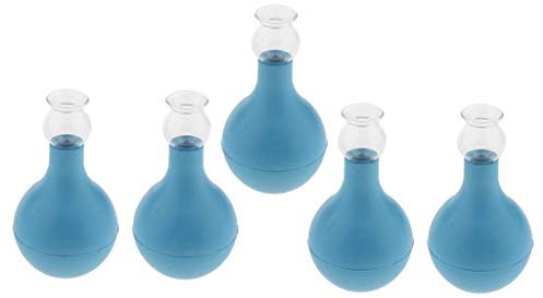 Tubayia Set di 5 coppette in vetro per massaggi sottovuoto, per il corpo intero (blu + blu 3 cm)