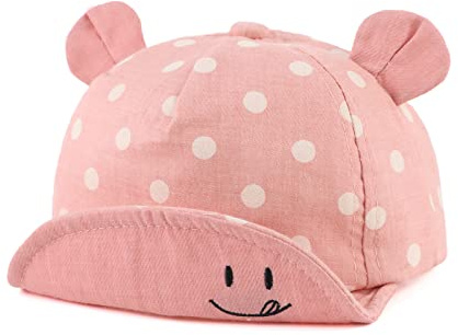 XIAOHAWANG Summer Infant Baseball Cap Bear Ears Toddler Girl Sun Hats Spring Cute Baby Hat for Boys 6-24 Months (Pink Cloth)