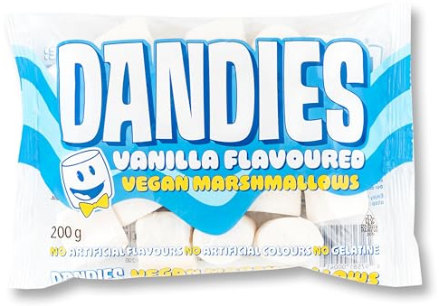Dandies Vegan Marshmallows Vanilla Flavoured 200g | Gelatine-Free | Gluten-Free | No Artificial Colours or Flavours | Suitable for Baking