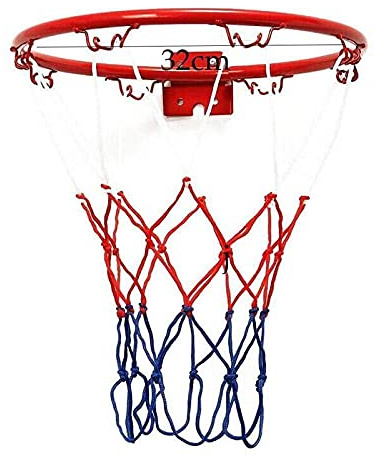 TAOYUN Aro de Baloncesto de 32 cm de diámetro con Red de Baloncesto de 38 cm y Juego de Red y Borde de Baloncesto de 4 Tornillos Juego de Baloncesto para Interiores y Exteriores
