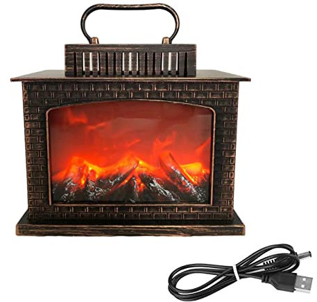 Farol de Chimenea Chimenea Lámpara LED Chimenea Eléctrica Efecto Llama Lámpara de Mesa Decoración para Interior y Exterior Casa, Fiesta (C)