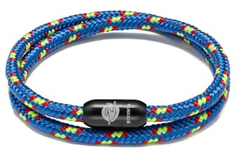 BTEYIVTA Handmade Nautical Rope Bracelet for Men Women & Teens Sunproof Colorfast Surfer Bracelet Beach Jewelry Birthday Gift for Him (Bright blue, Medium(Wrist size:6.8-7.1inch))