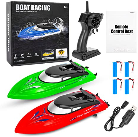 GIMMYFIVE 2PACK RC Boat, 10km/H 2.4G High Speed Remote Control Boats for Kids and Adults, Fast RC Boats