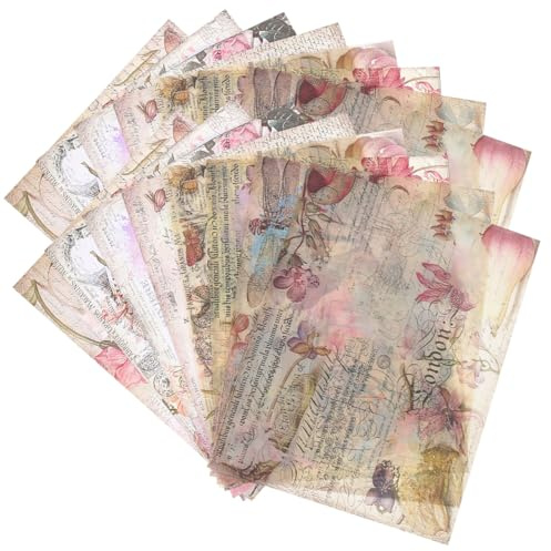 NUOBESTY 16Pcs Vintage Scrapbooking Paper Pads - Decorative Vintage Letter Paper for Journaling DIY Craft Card Making Home Decoration 7.01 X 5.43 Inches Each