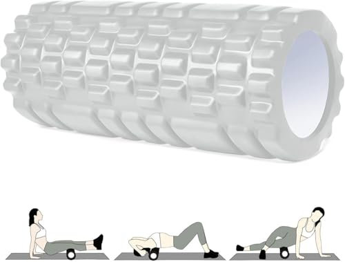 Faszienrolle, Vylaier Foam Roller mit 3D-Texturmassage, Standard Mittel-Hart, faszienrolle wirbelsäule Tiefenmuskelmassage, Massagerolle für Pilates, Yoga,Sport (Grau)